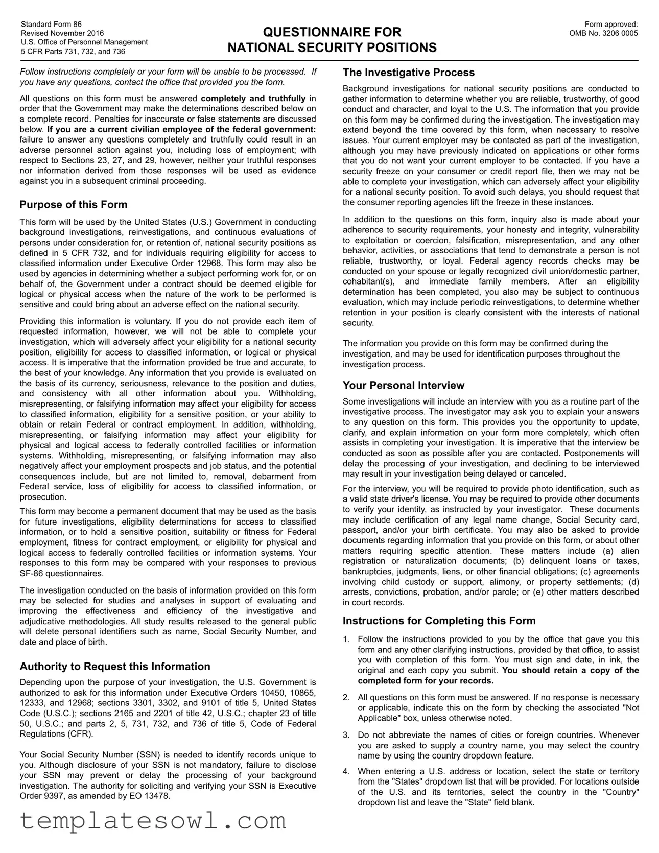 Fill Out Your Sf 86 Form
