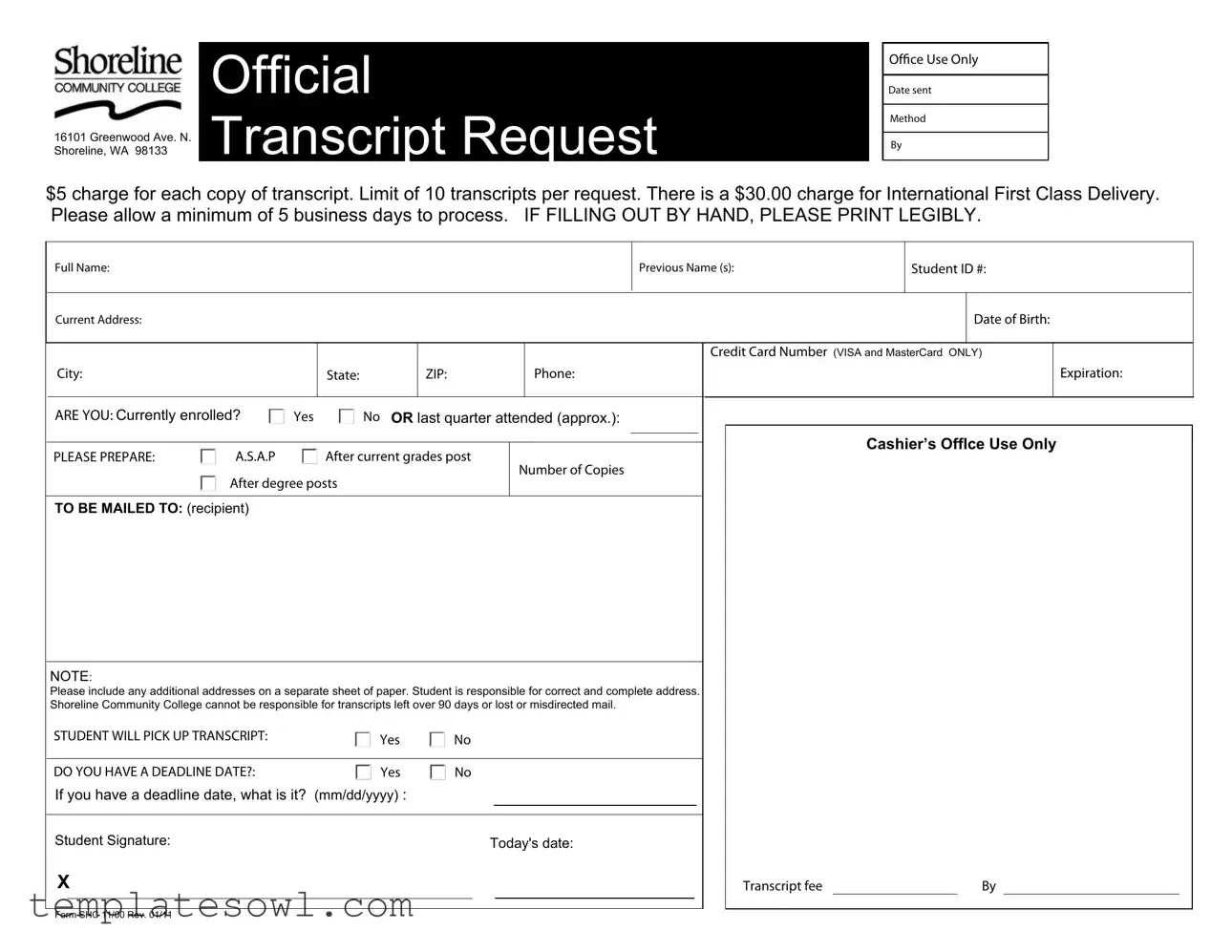 Fill Out Your Shoreline Shc 11 00 Form