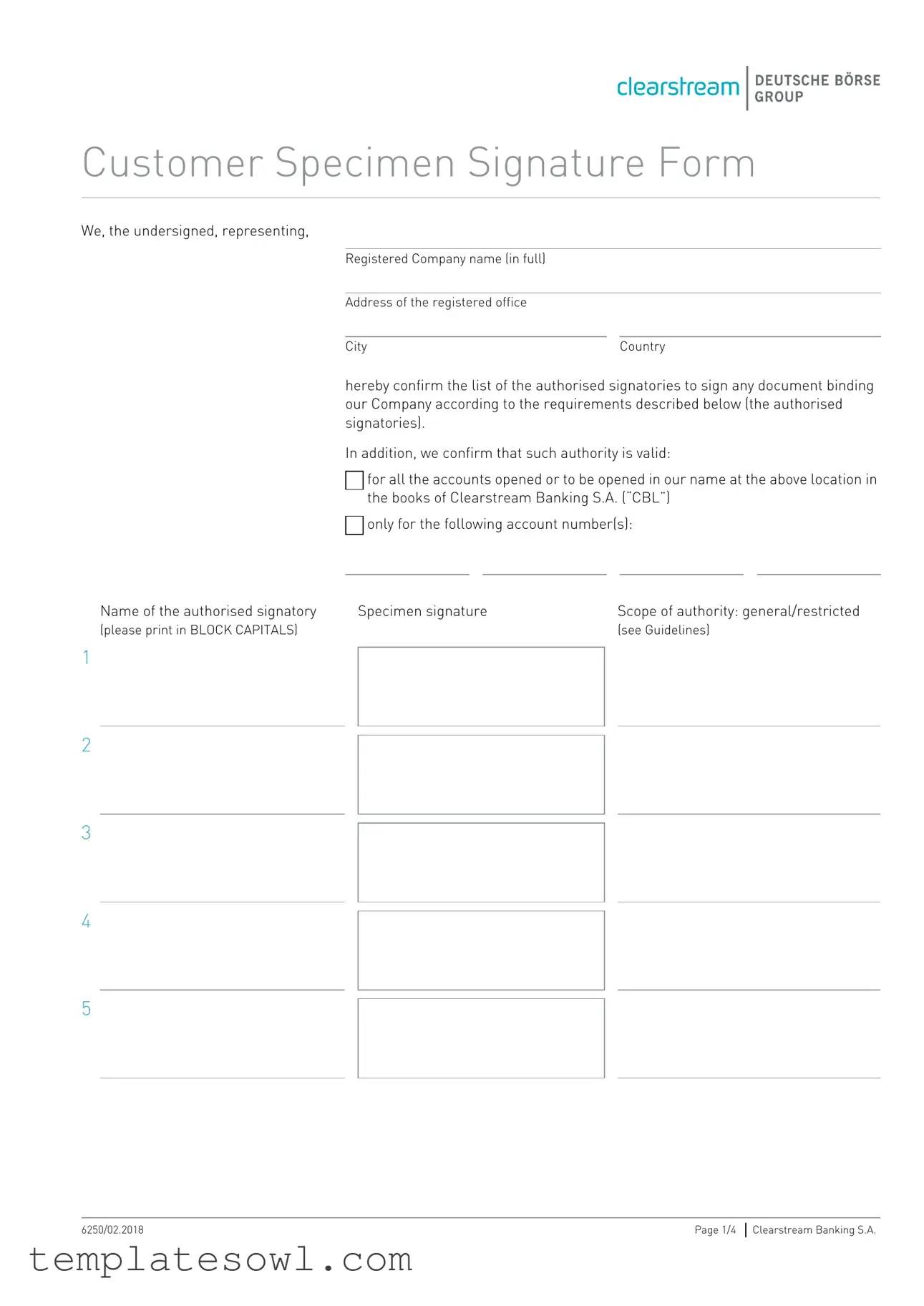 Fill Out Your Signature Specimen Form
