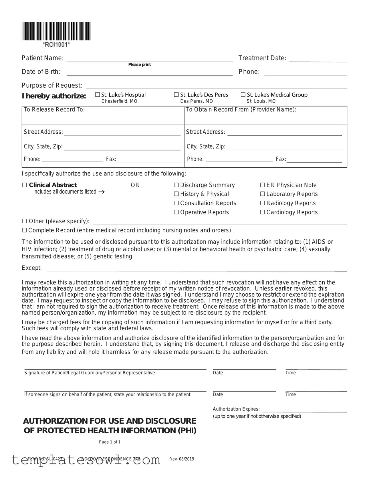 Fill Out Your Sl 0427 Form