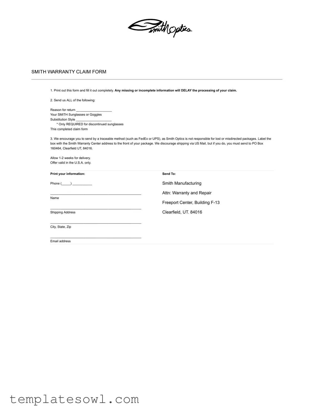 Fill Out Your Smith Optics Warranty Form