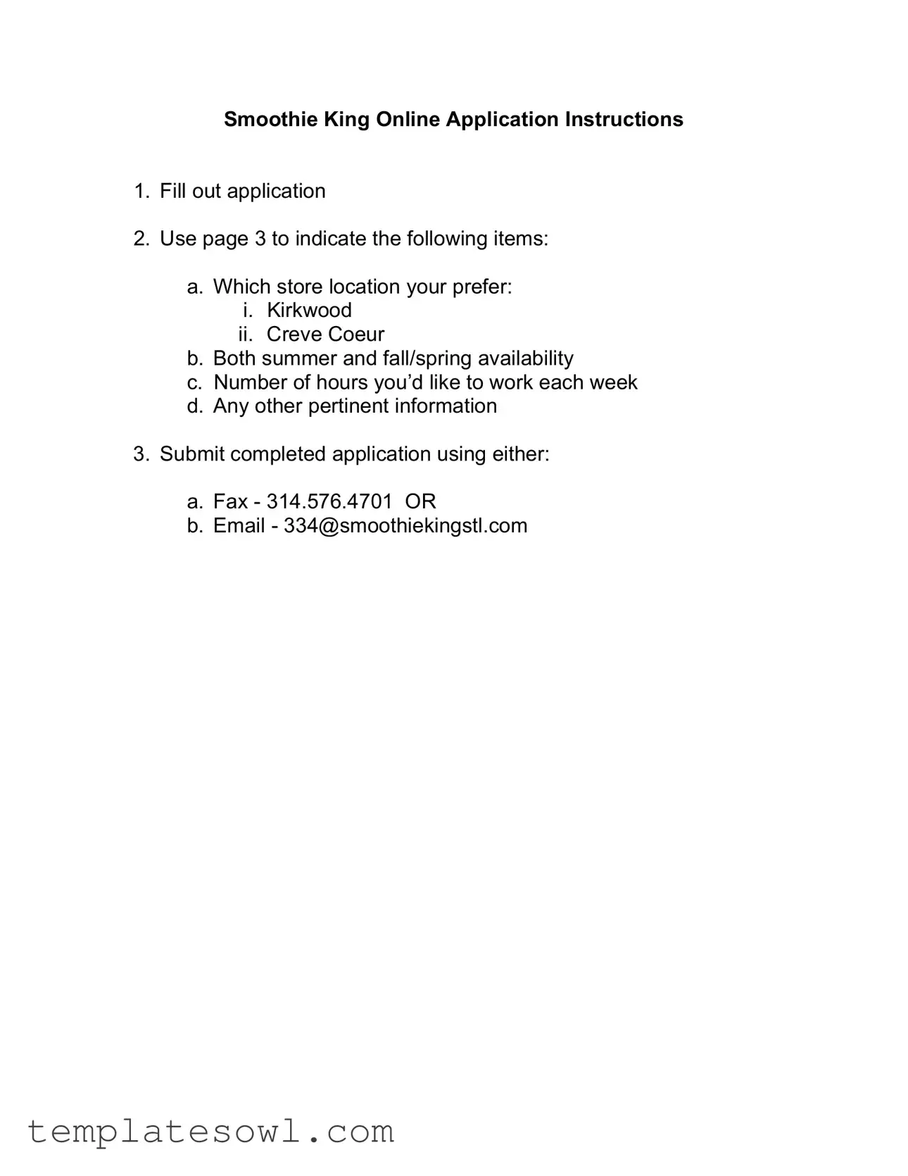 Fill Out Your Smoothie King Application Form