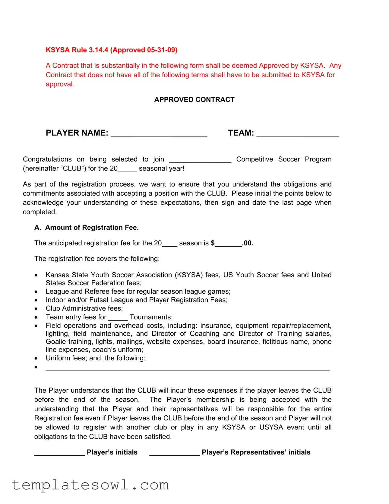 Fill Out Your Soccer Player Contract Form