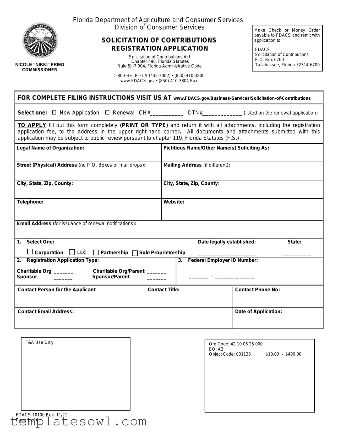 Fill Out Your Solicitation Contributions Form