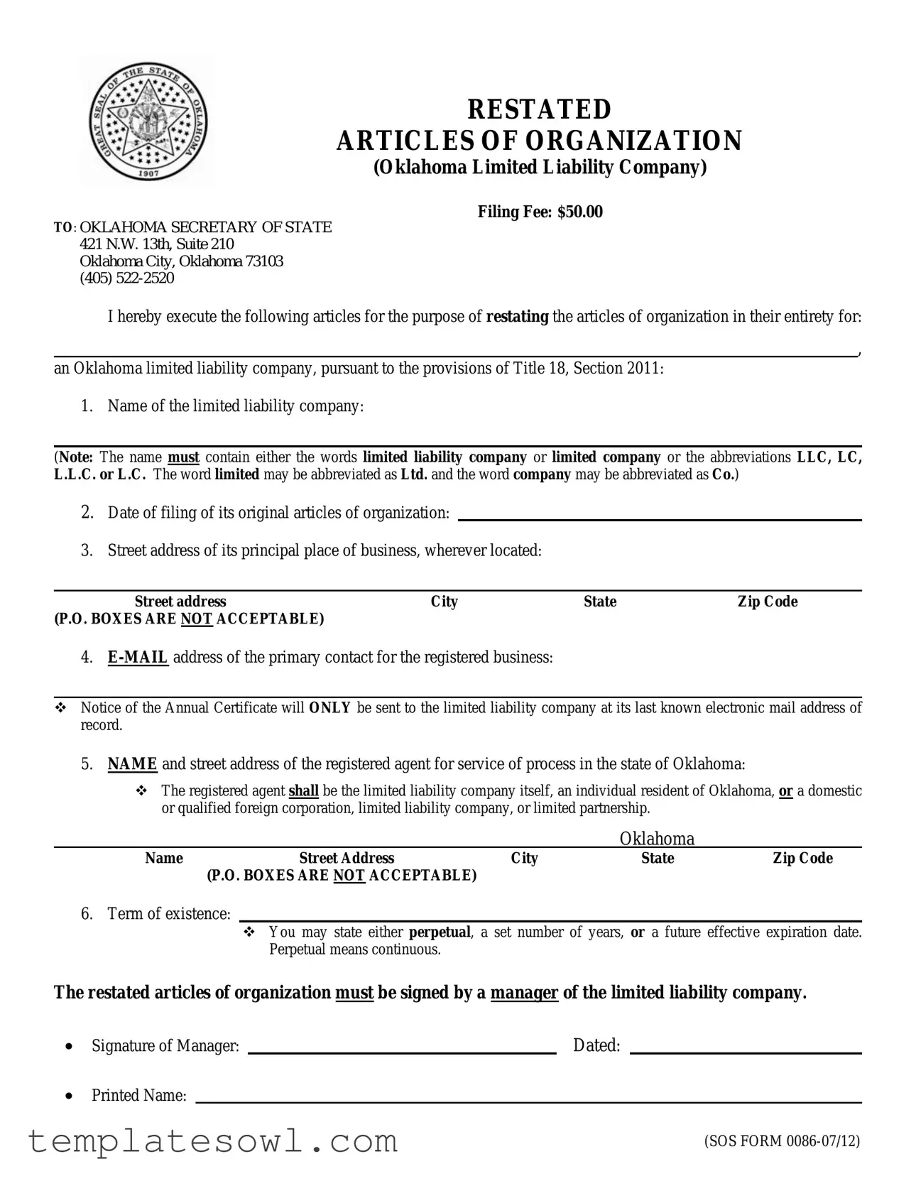 Fill Out Your Sos 0086 Form