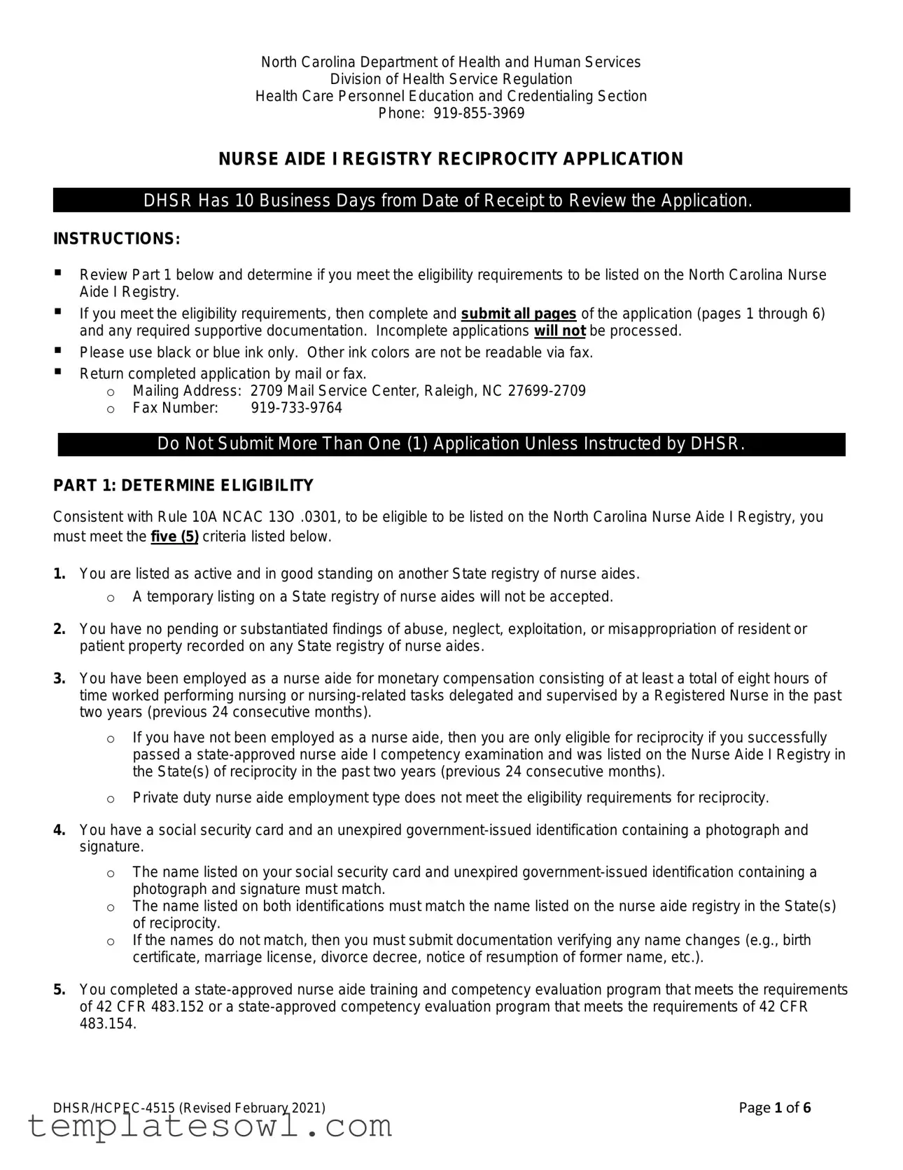 Fill Out Your South Carolina Nurse Aide Form