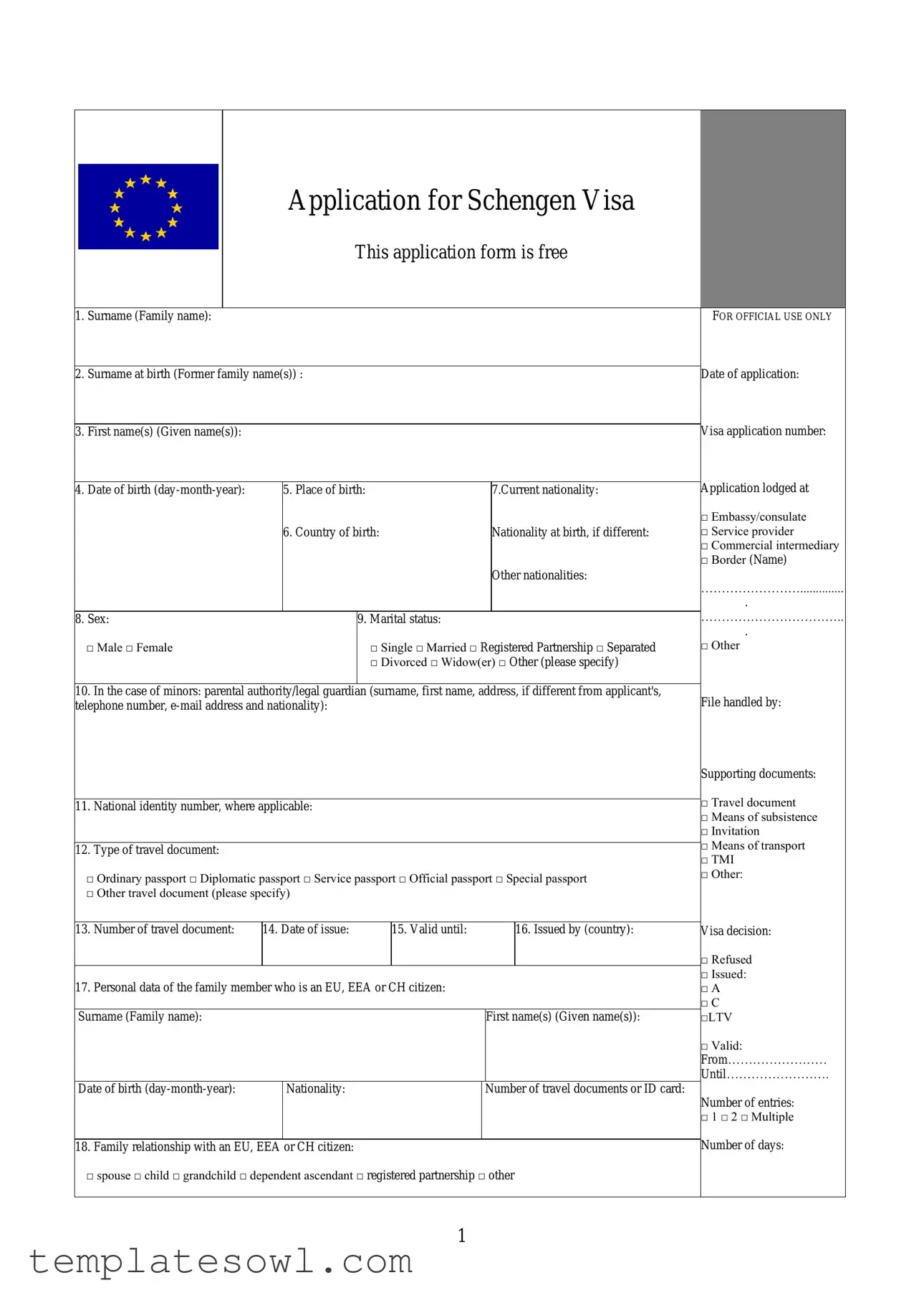 Fill Out Your Spain Application Visa Form
