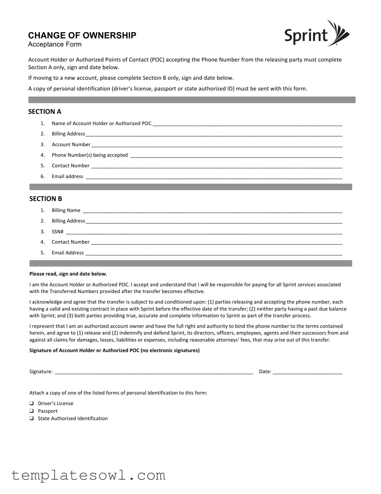 Fill Out Your Sprint Release Form