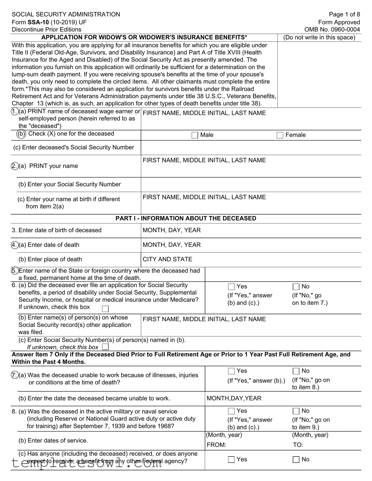 Fill Out Your Ssa 10 Form