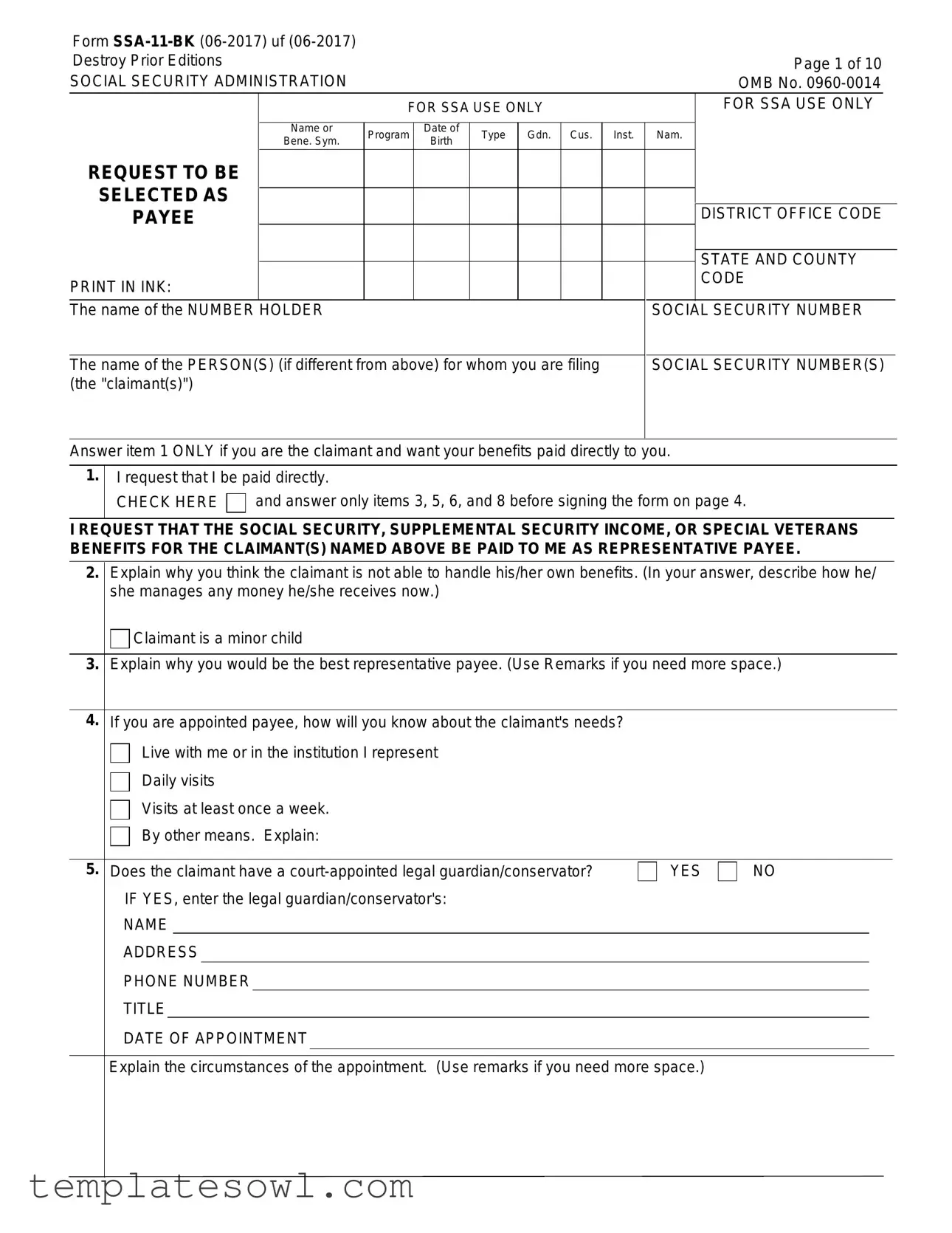 Fill Out Your Ssa 11 Form