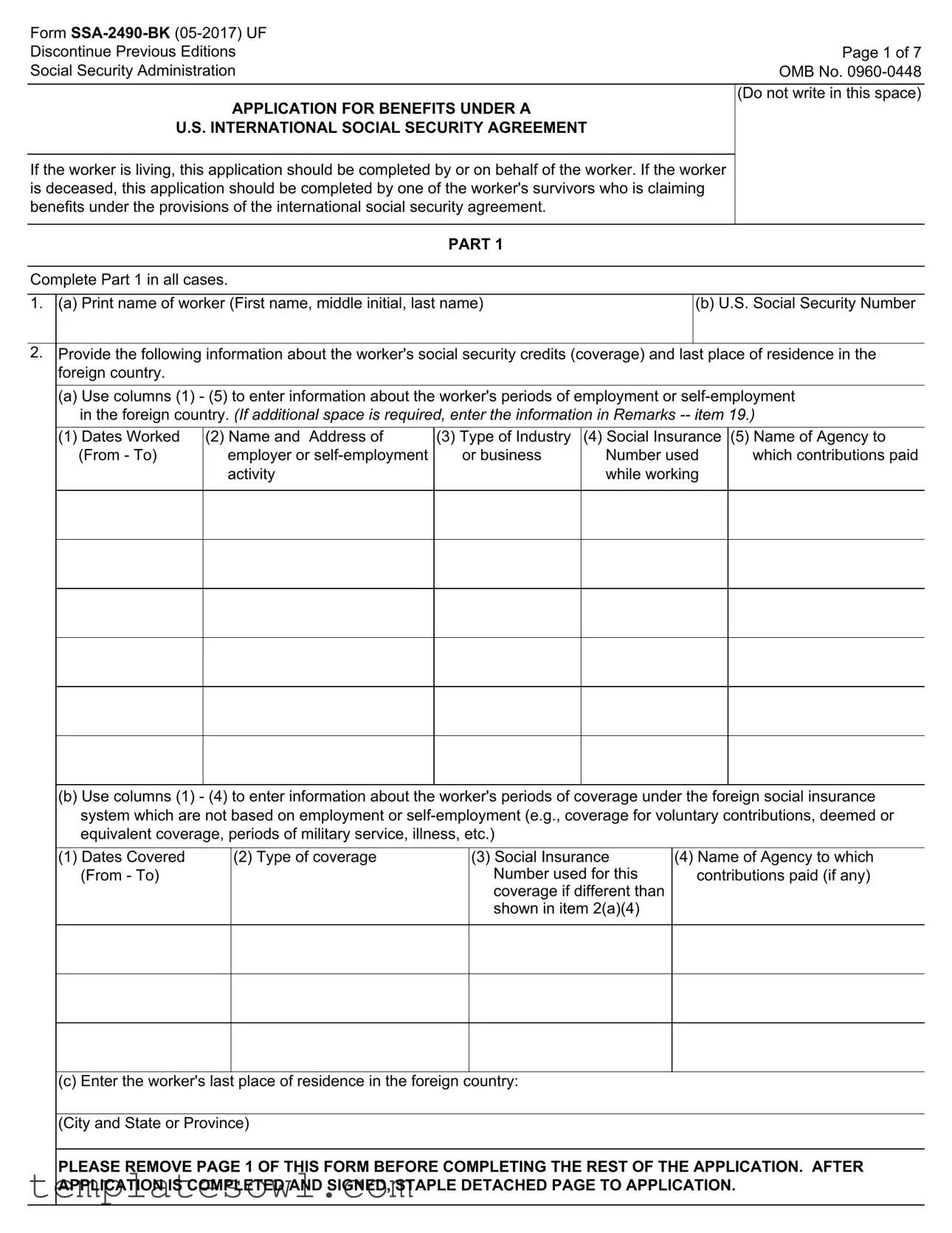 Fill Out Your Ssa 2490 Bk Form