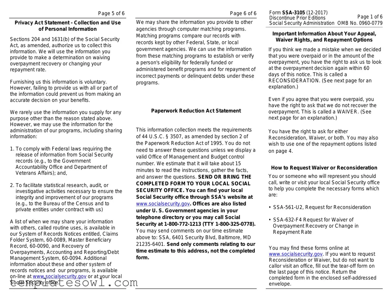 Fill Out Your Ssa 3105 Form