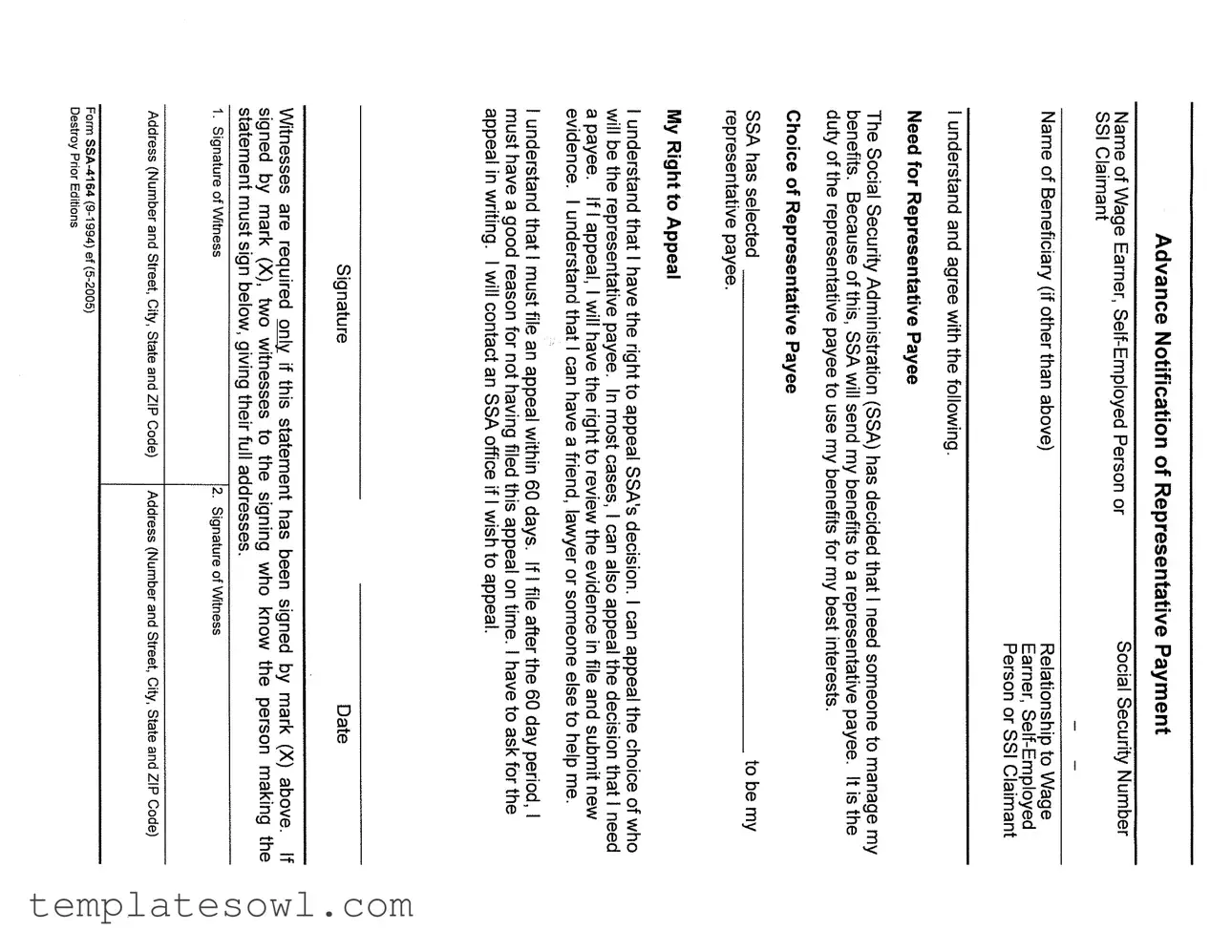 Fill Out Your Ssa 4164 Form