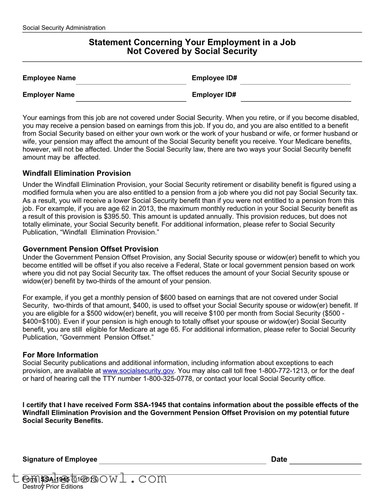 Fill Out Your Ssa 45 Form