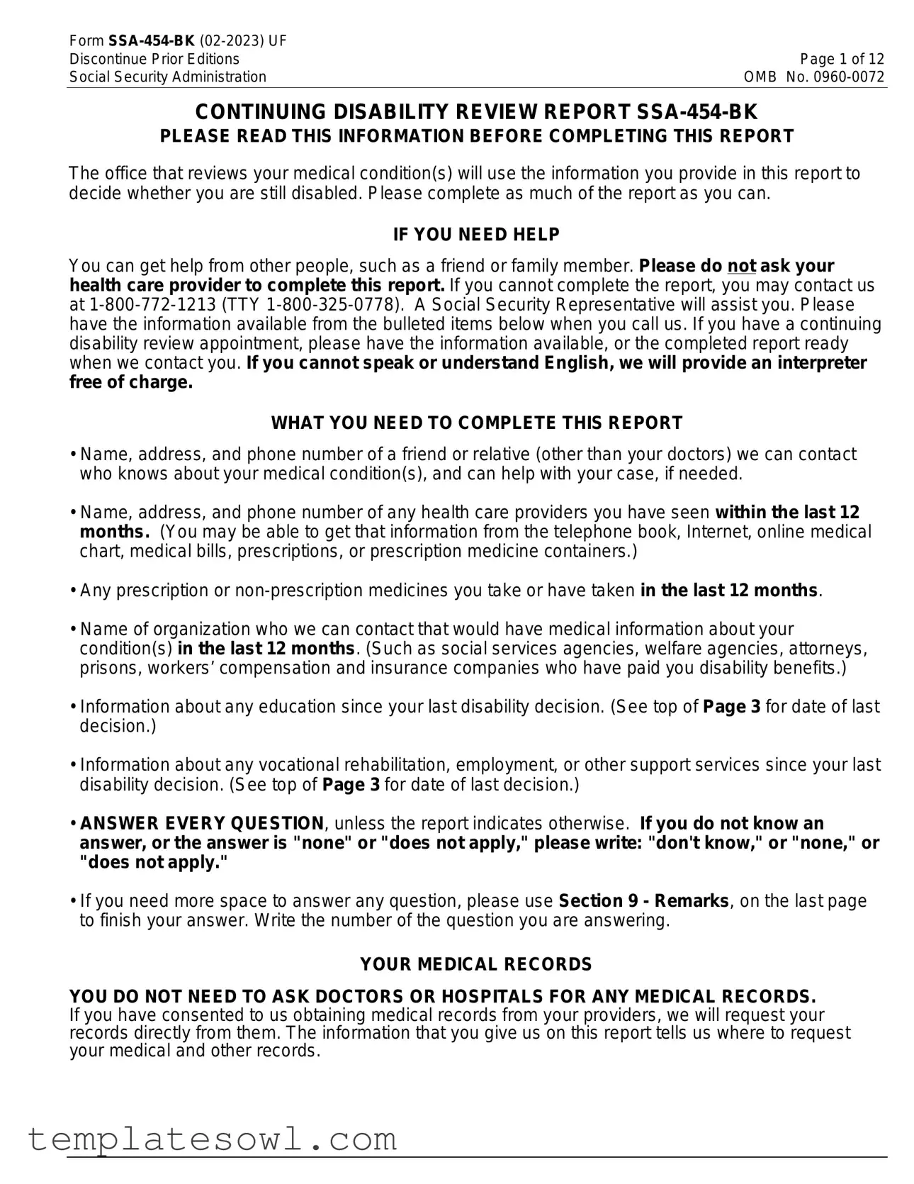 Fill Out Your Ssa 454 Bk Form