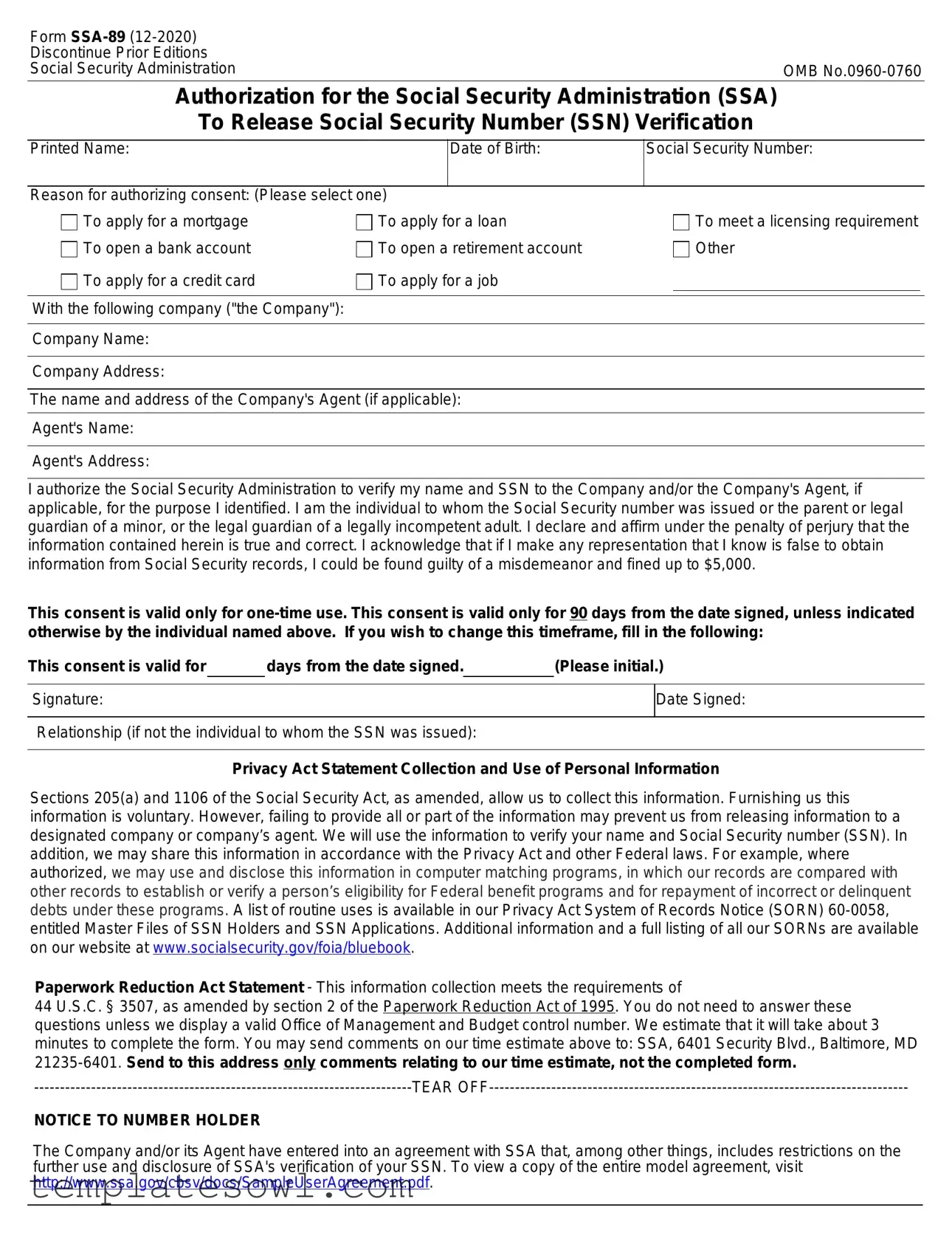 Fill Out Your Ssa 89 Form