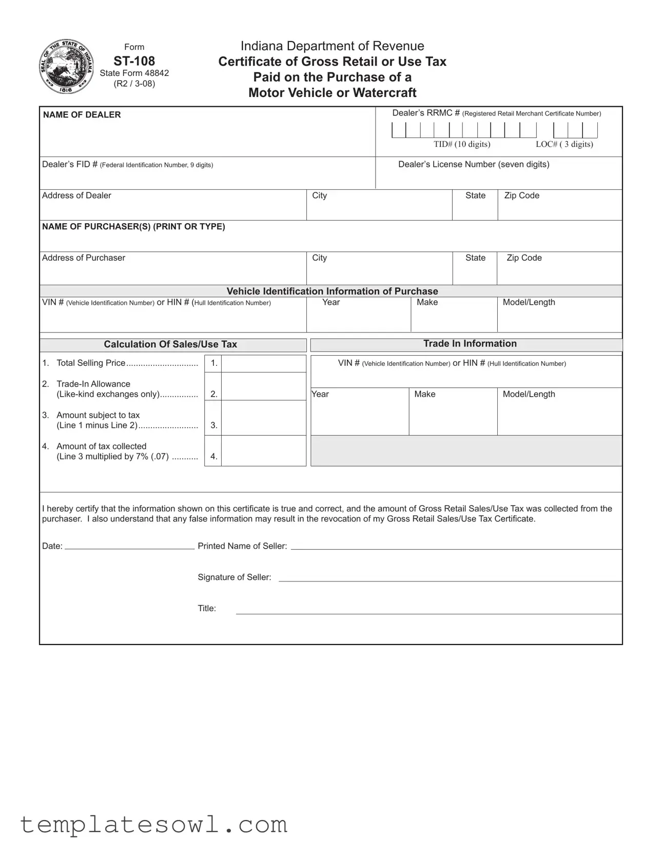 Fill Out Your St 108 Form