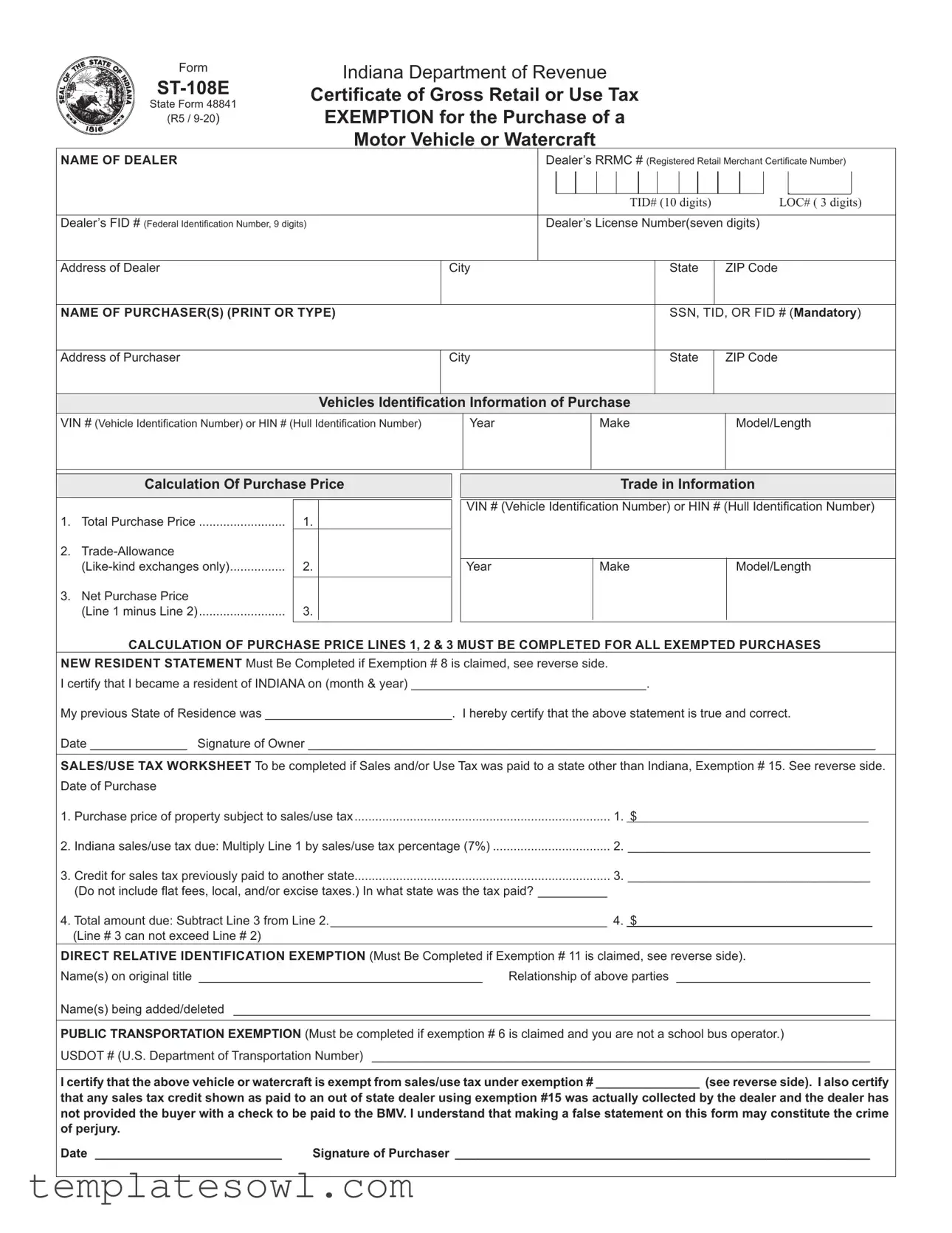 Fill Out Your St 108E State Form