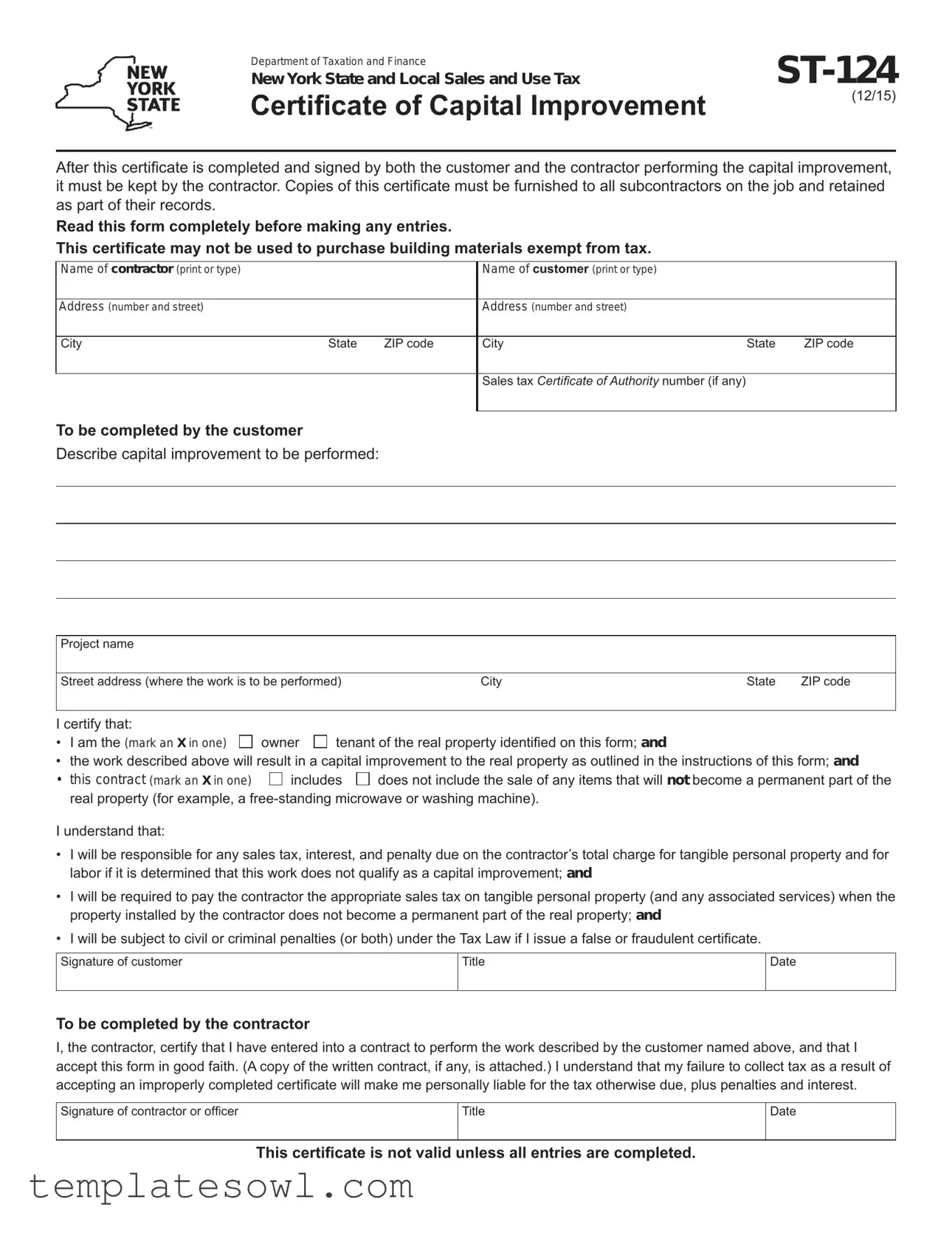 Fill Out Your St 124 Form