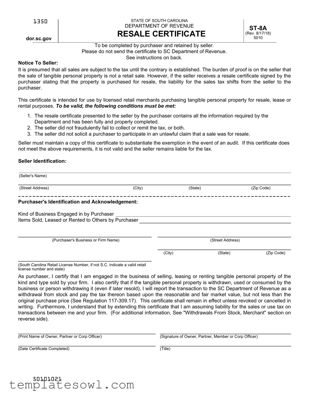 Fill Out Your St 8A Form