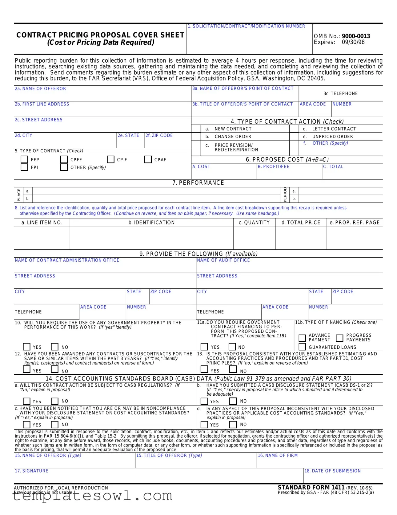 Fill Out Your Standard 1411 Form