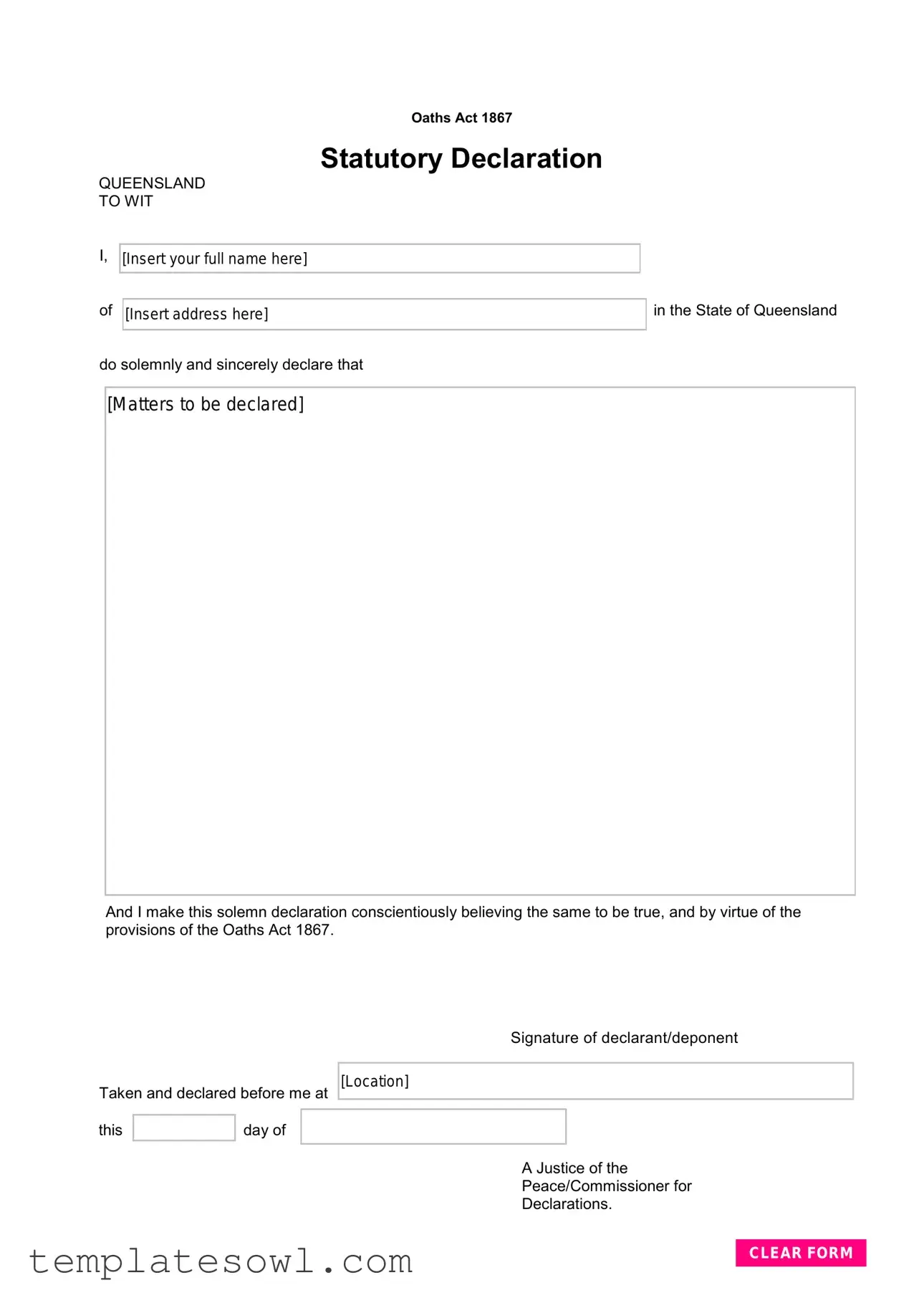 Fill Out Your Stat Dec Qld Form