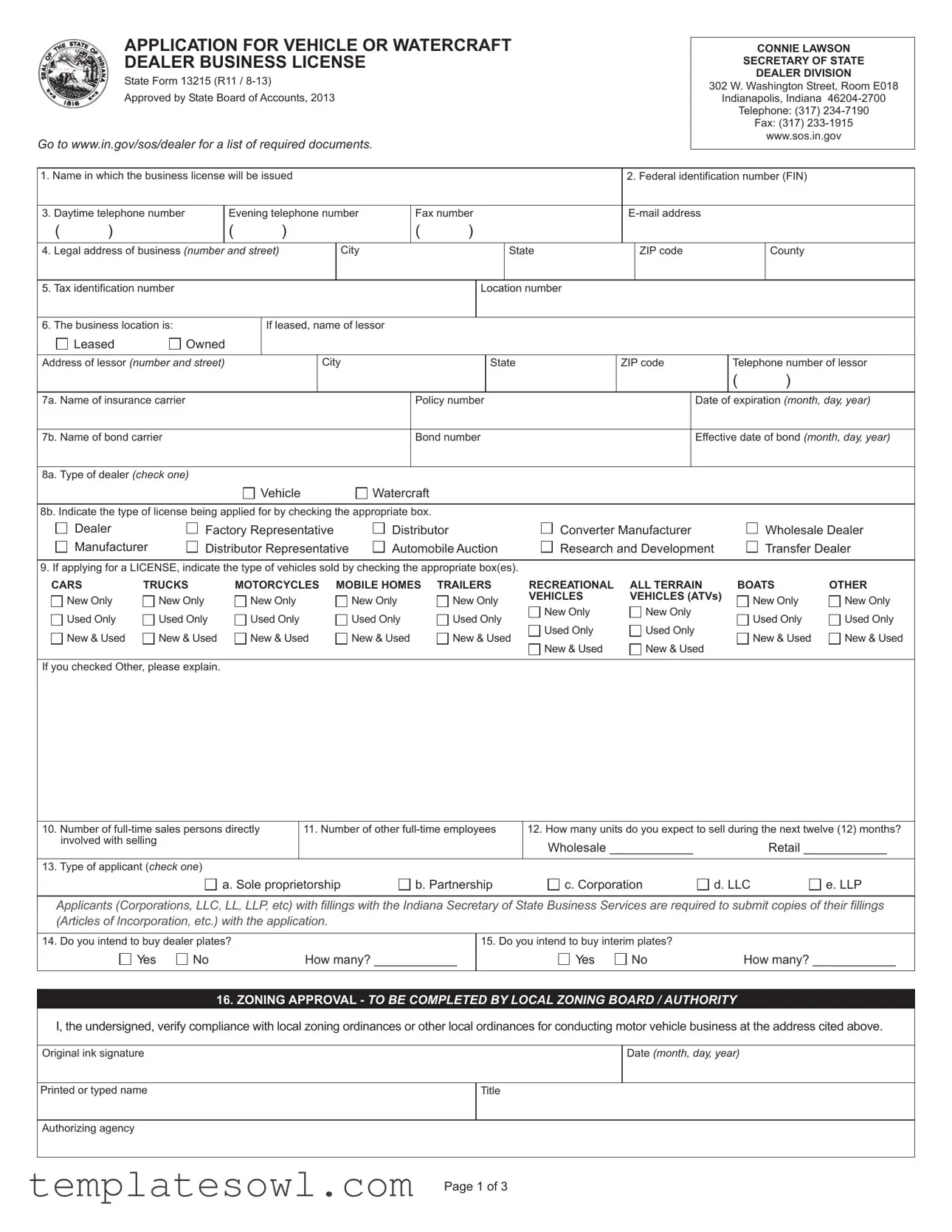Fill Out Your State 13215 Form