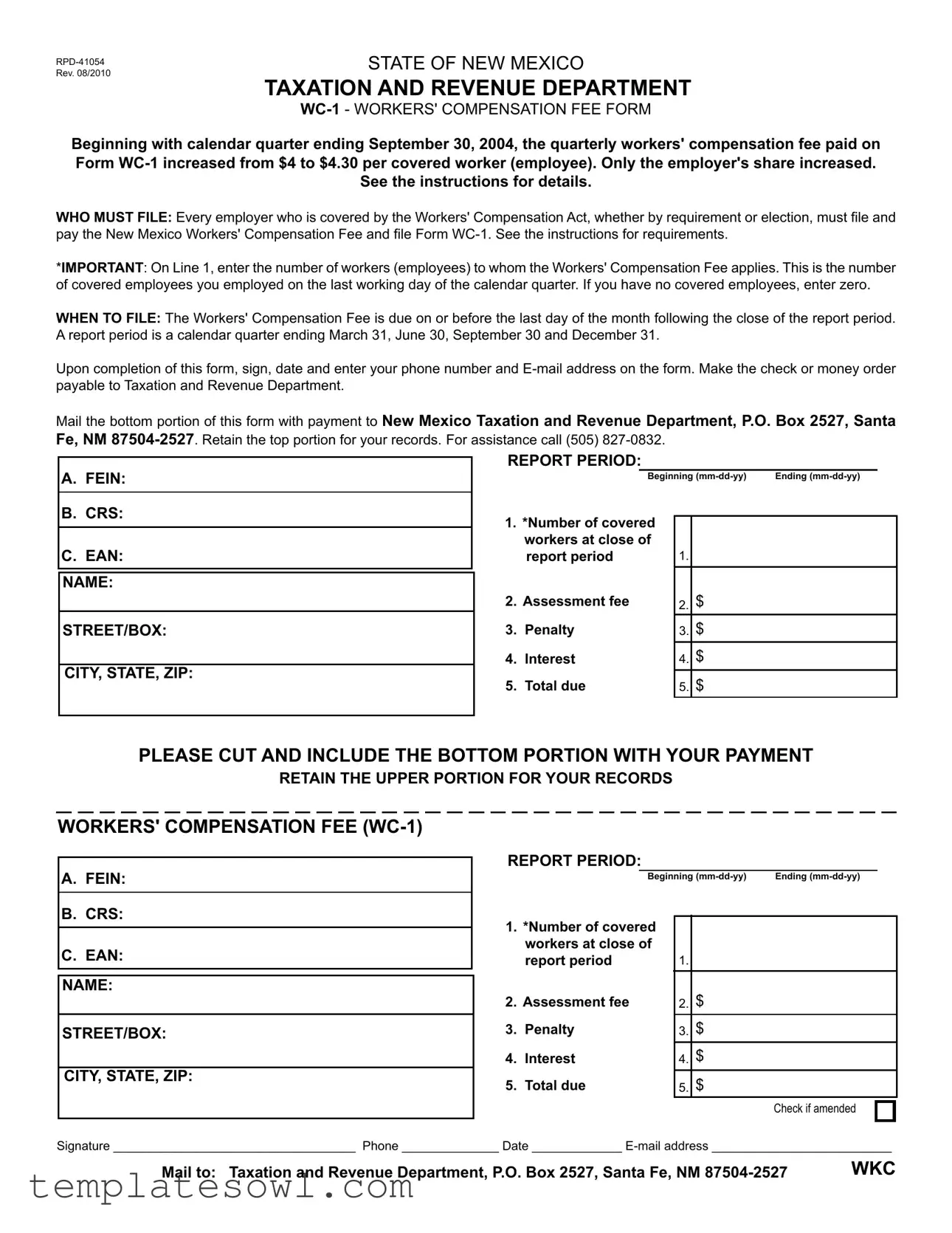 Fill Out Your State Of New Mexico Wc 1 Form