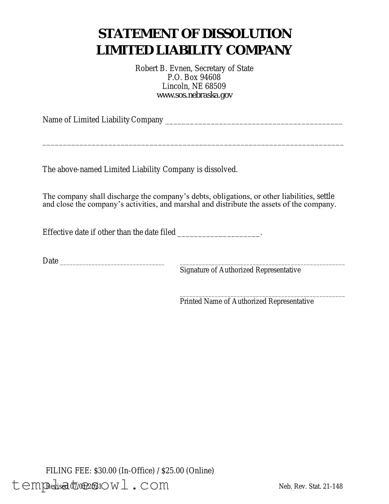 Fill Out Your Statement Of Dissolution Sample Form