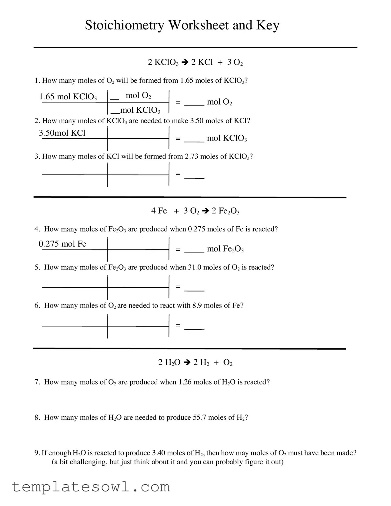Fill Out Your Stoichiometry Worksheet Form