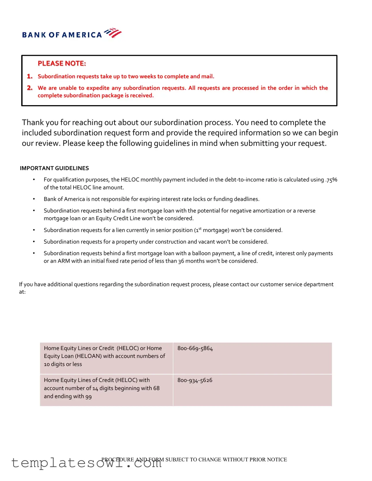 Fill Out Your Subordination Division Form