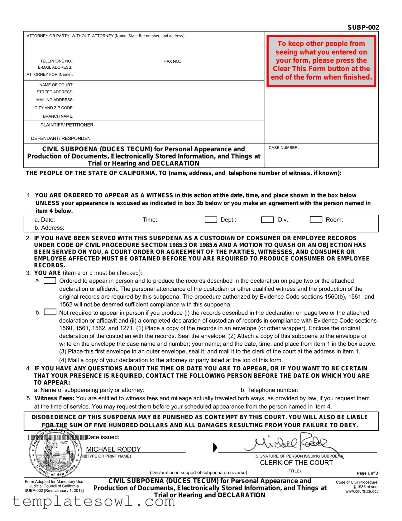Fill Out Your Subp 002 Form