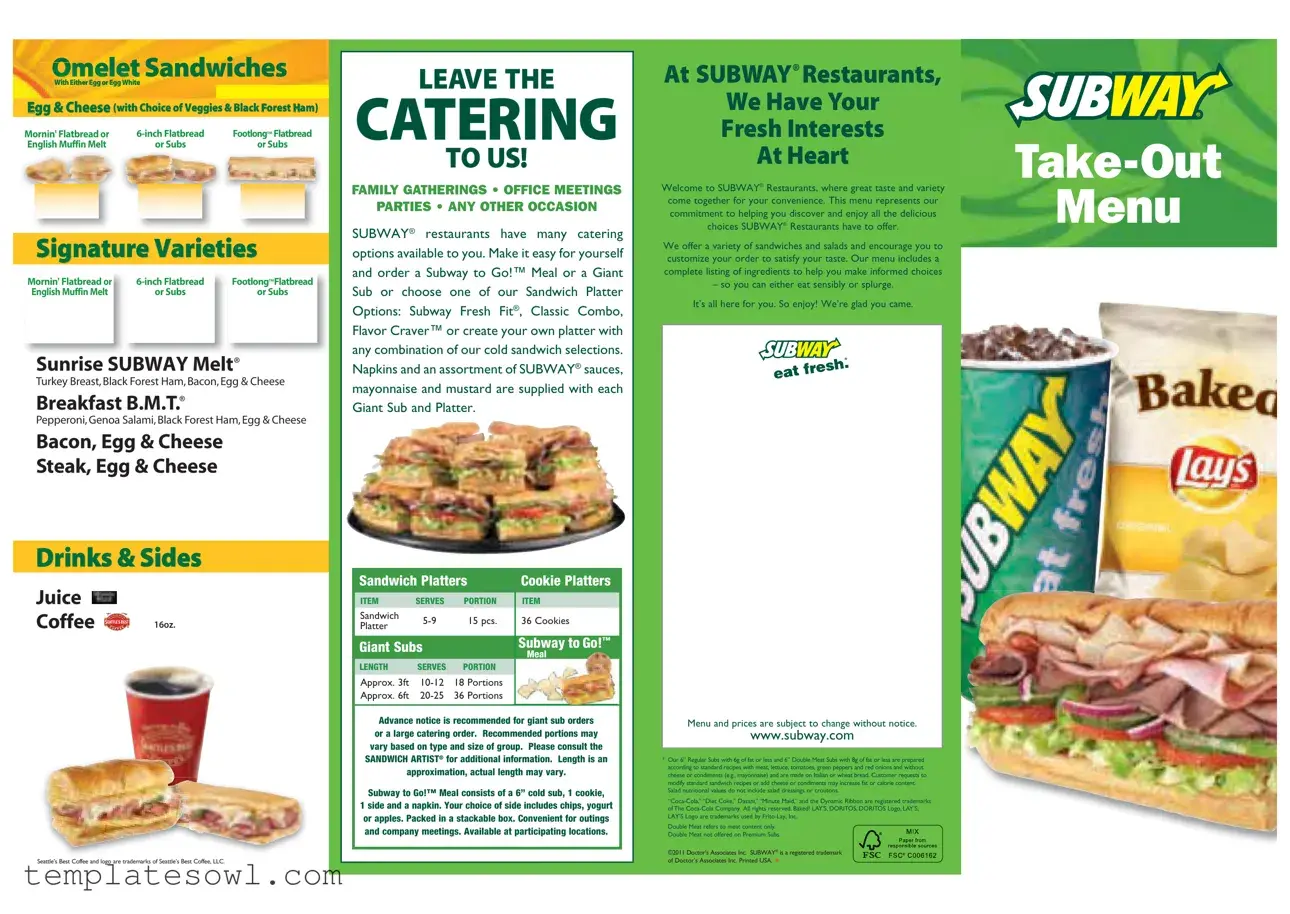 Fill Out Your Subway Order Form