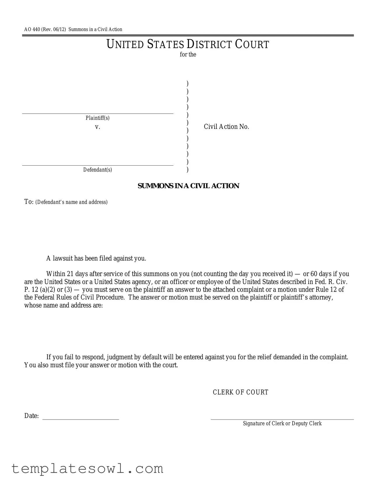 Fill Out Your Summon Form