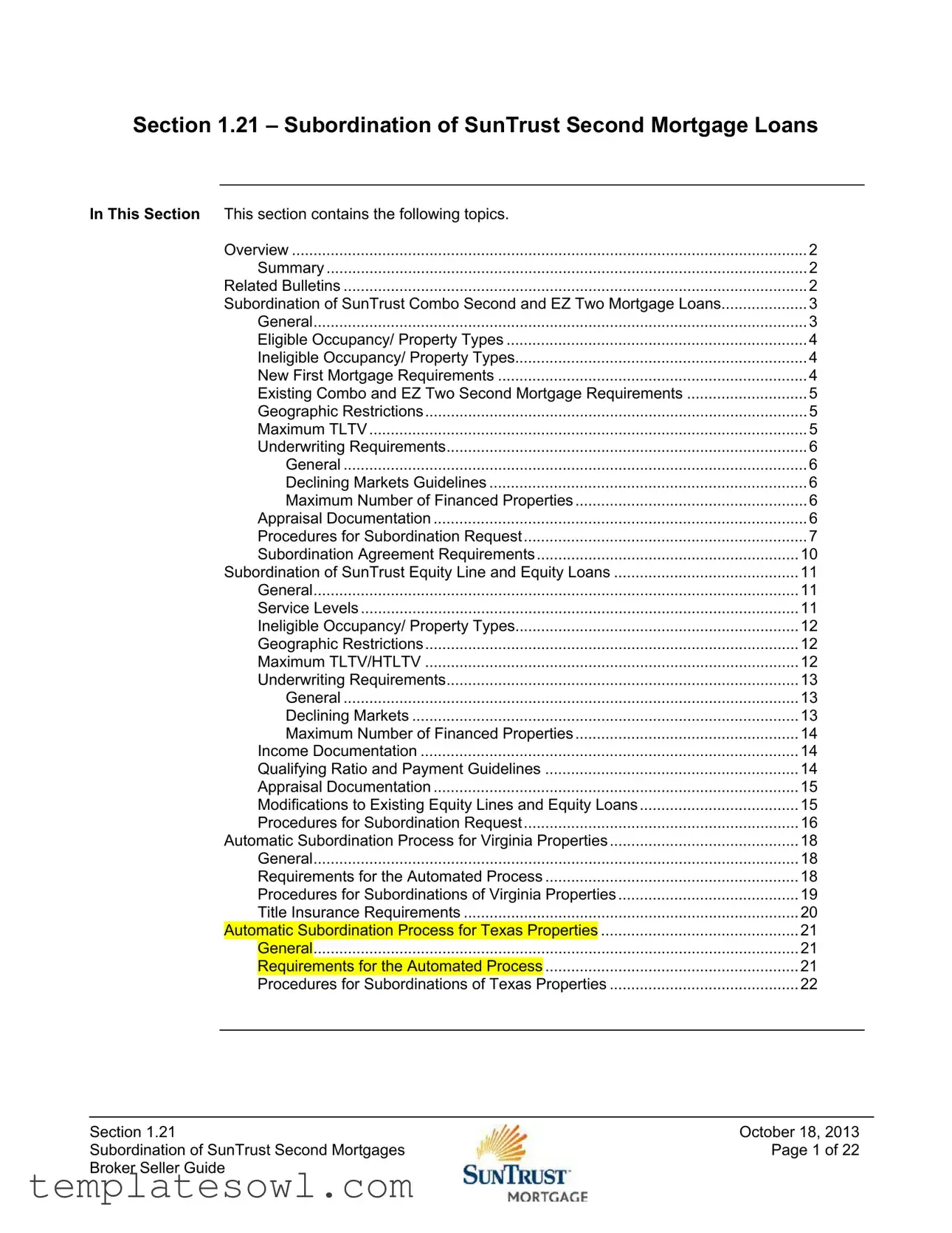 Fill Out Your Suntrust Subordination Form