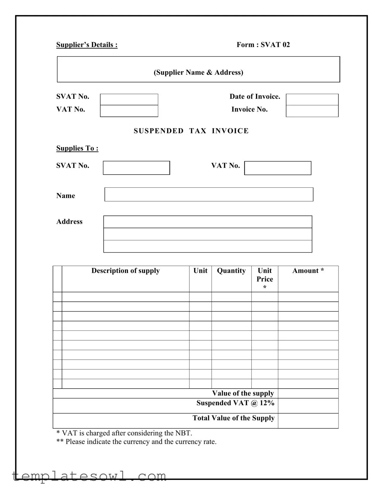 Fill Out Your Svat 02 Form