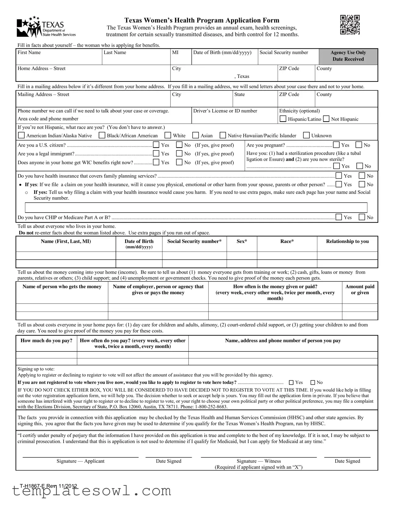 Fill Out Your T H1867 E Form
