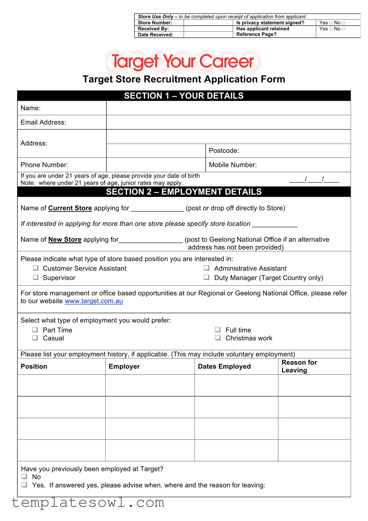 Fill Out Your Target Application Form