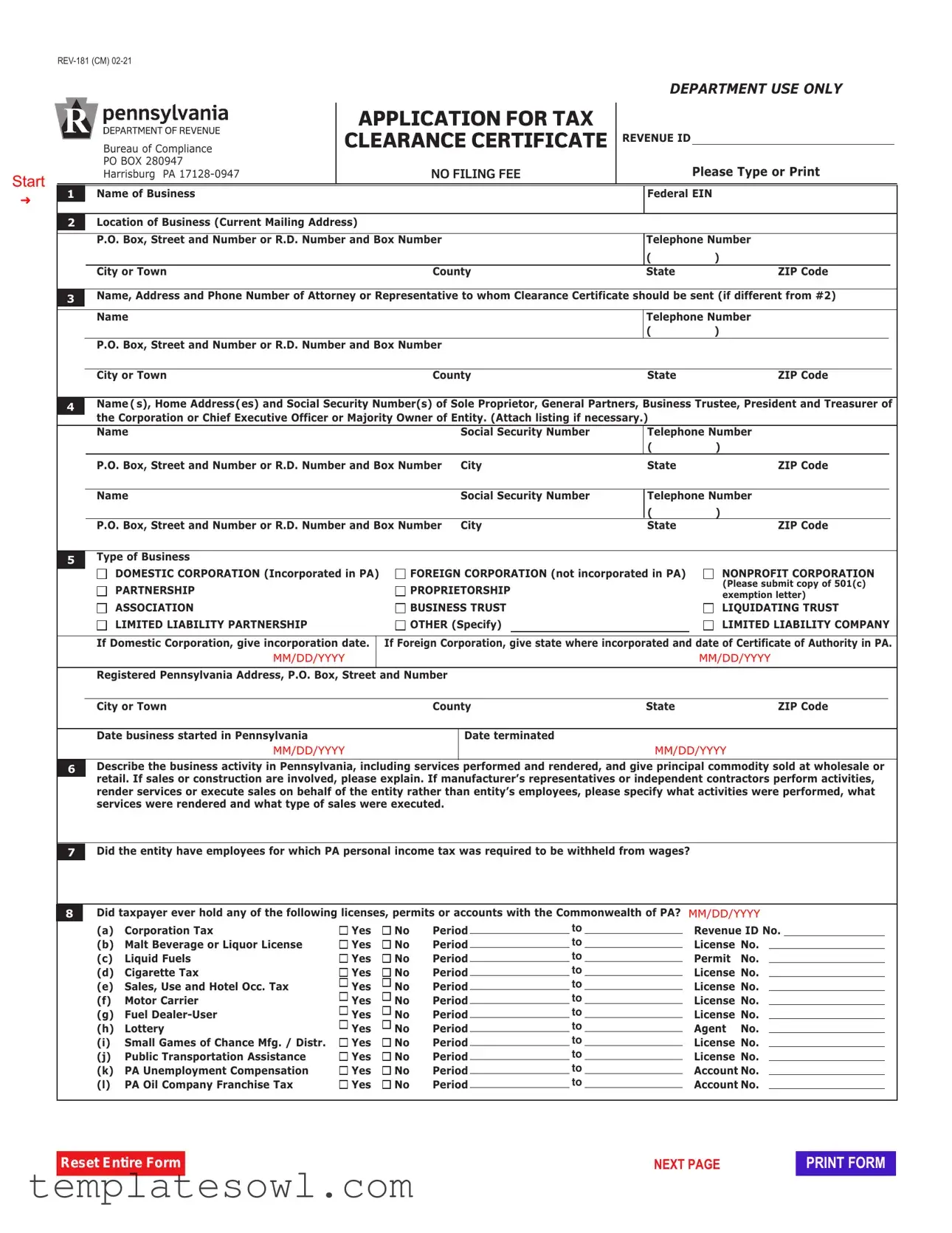 Fill Out Your Tax Certificate Pa Form