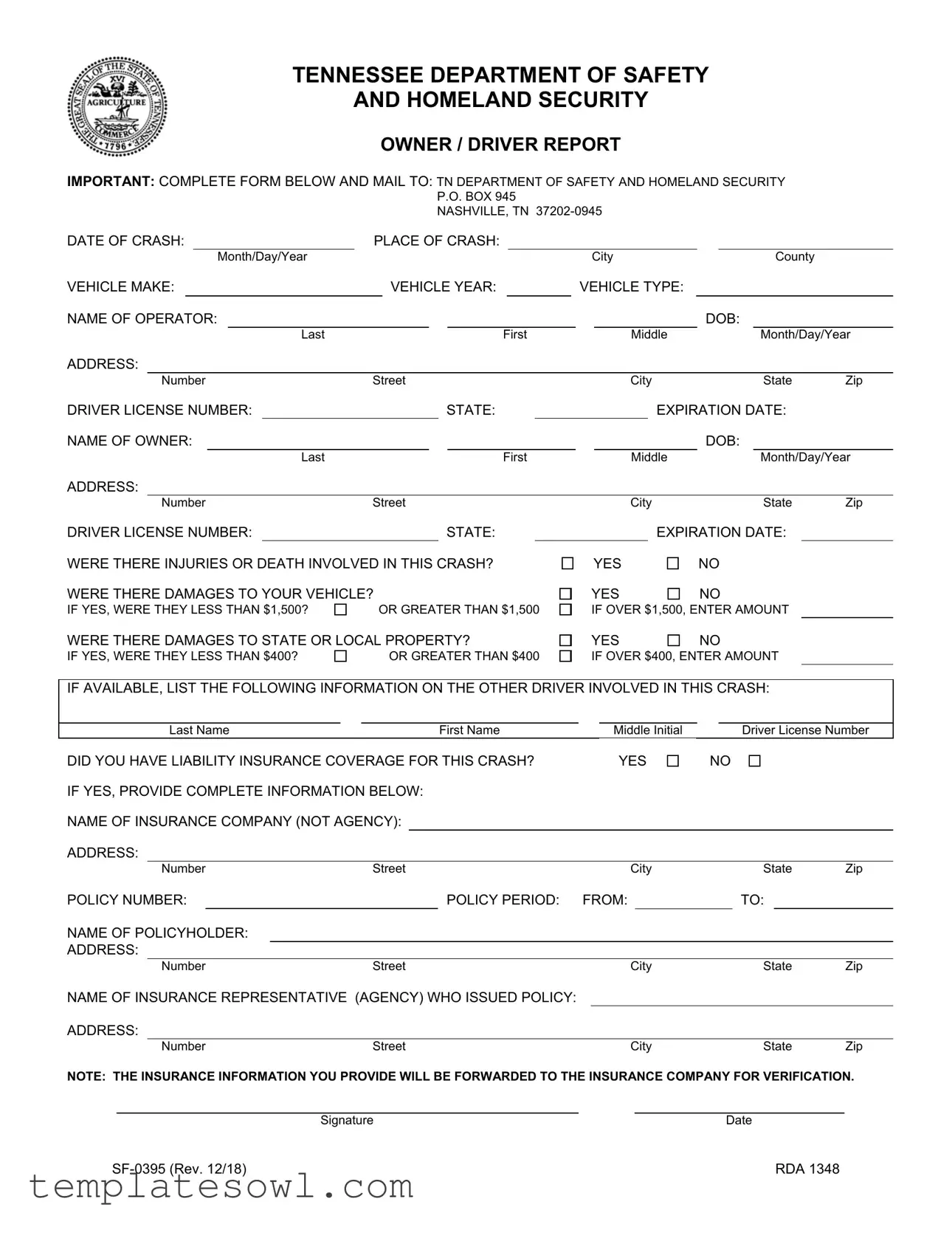 Fill Out Your Tennessee Driver Form
