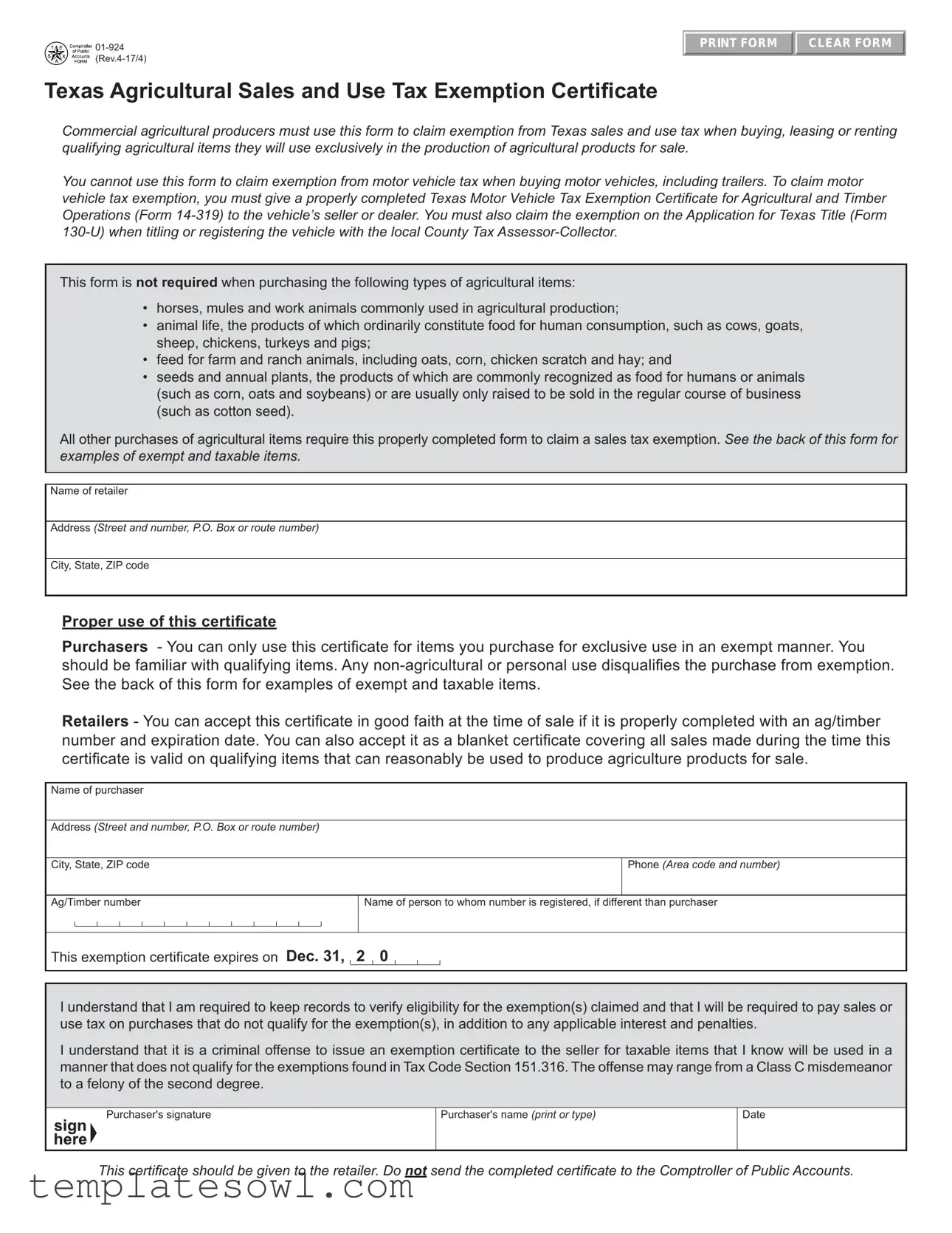 Fill Out Your Texas 01 924 Form