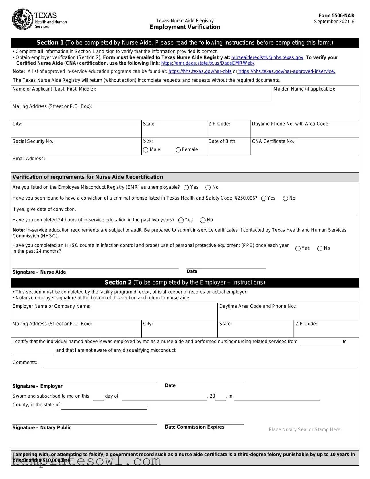 Fill Out Your Texas 5506 Nar Form