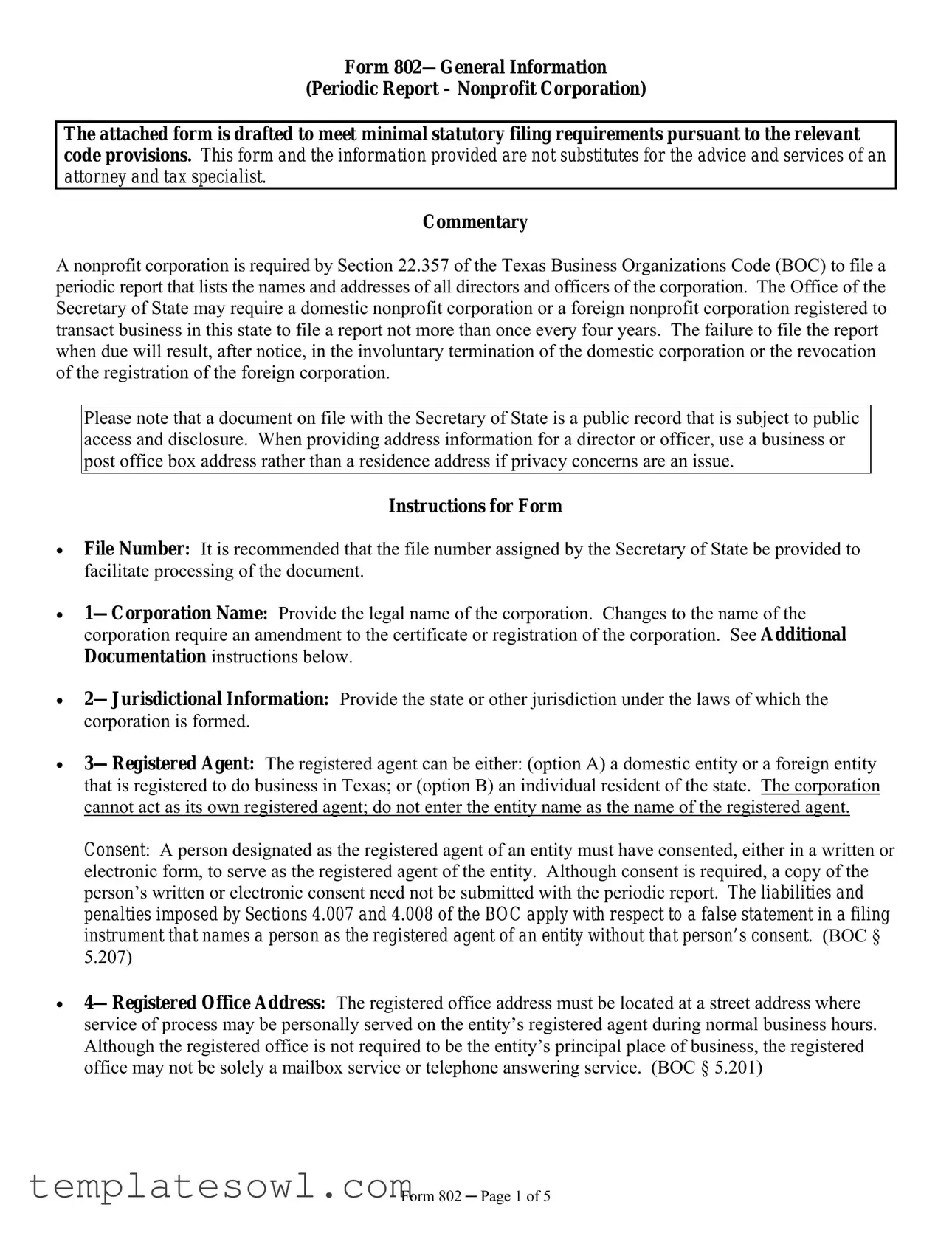 Fill Out Your Texas 802 Form