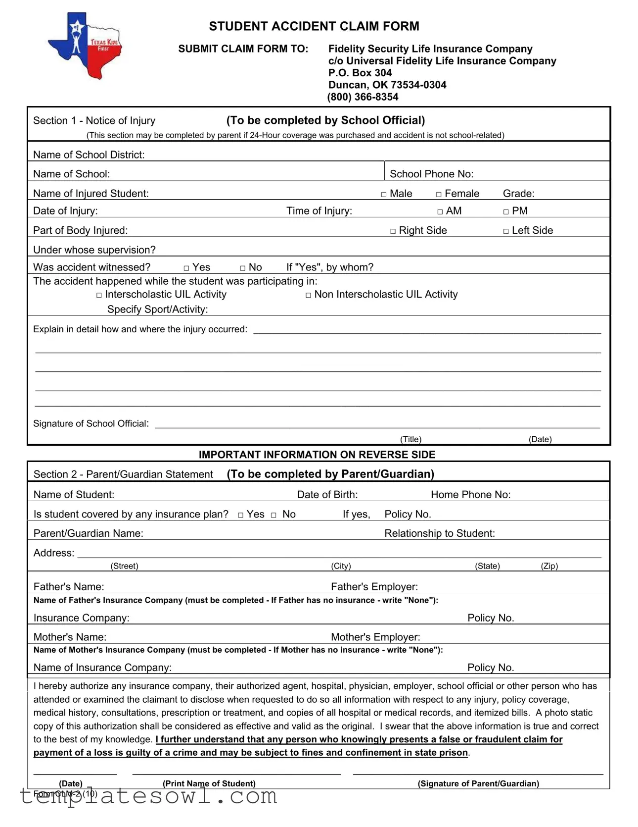 Fill Out Your Texas Clm 2 Form