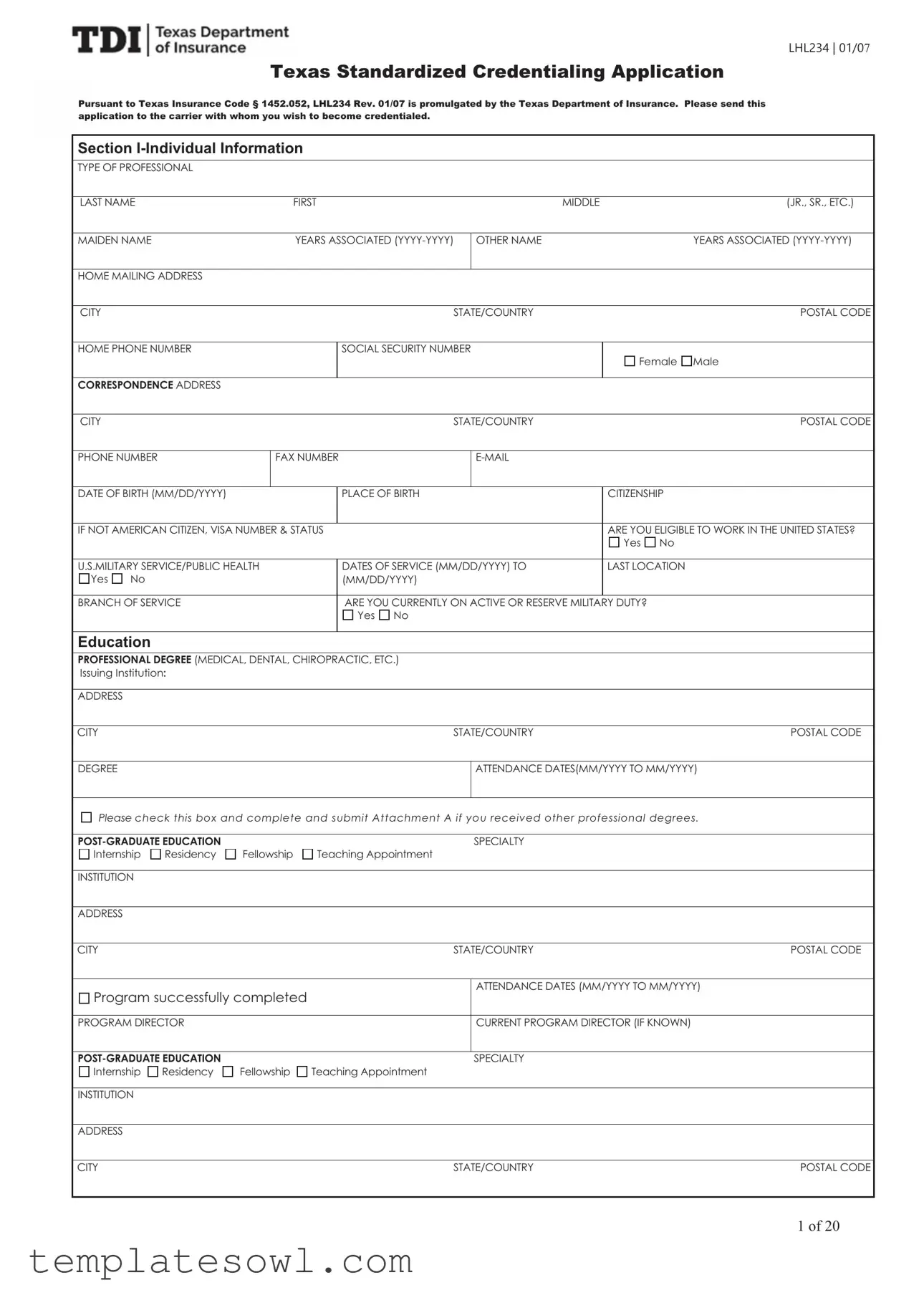 Fill Out Your Texas Credentialing Application Form