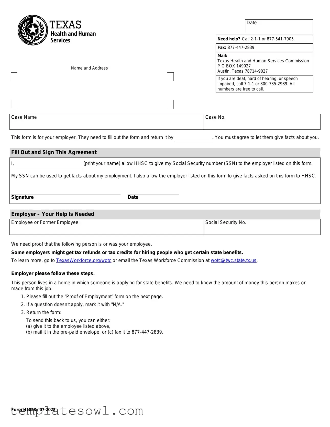 Fill Out Your Texas Employment Verification Form