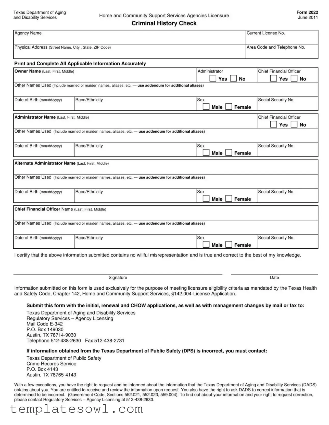 Fill Out Your Texas Form