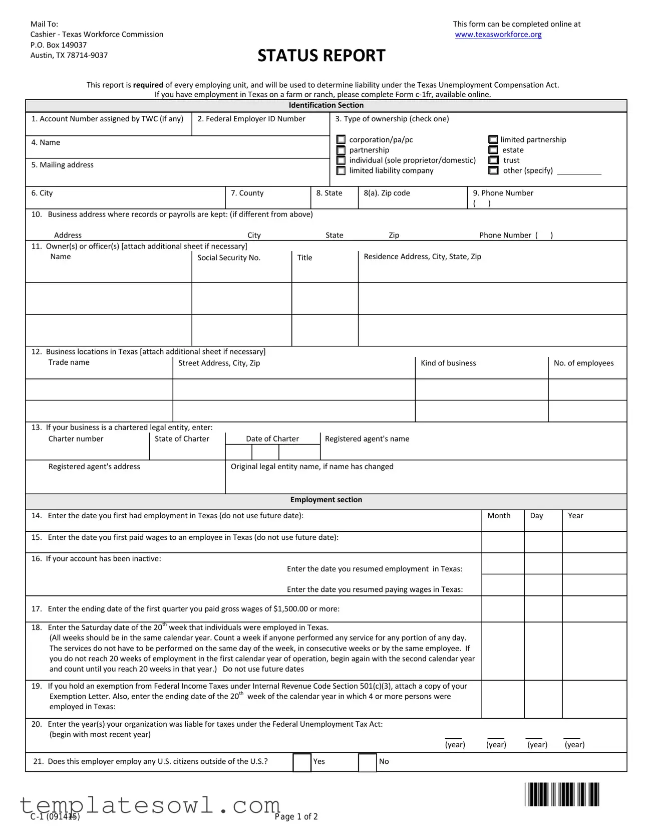 Fill Out Your Texas Workforce Commission Report Form