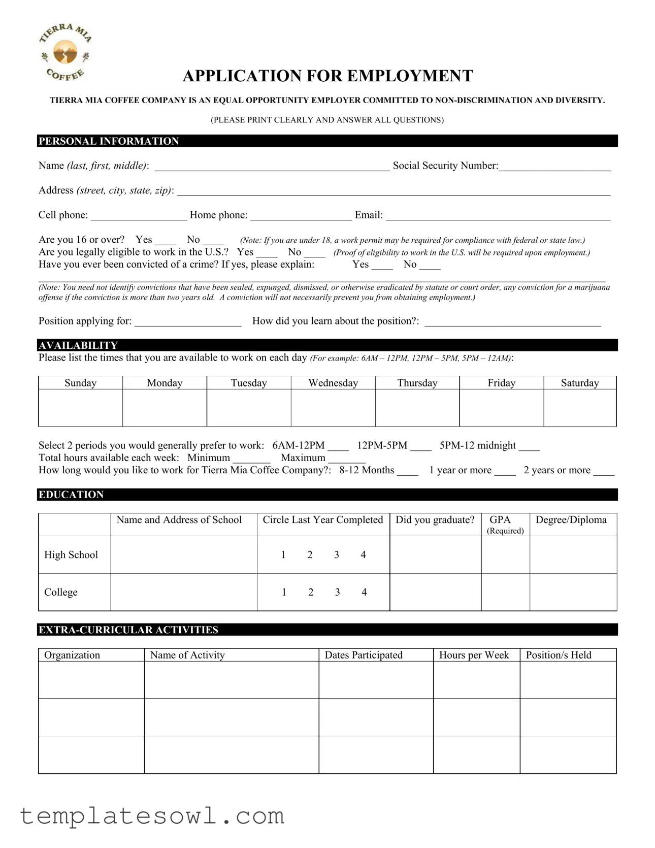 Fill Out Your Tierra Mia Application Form