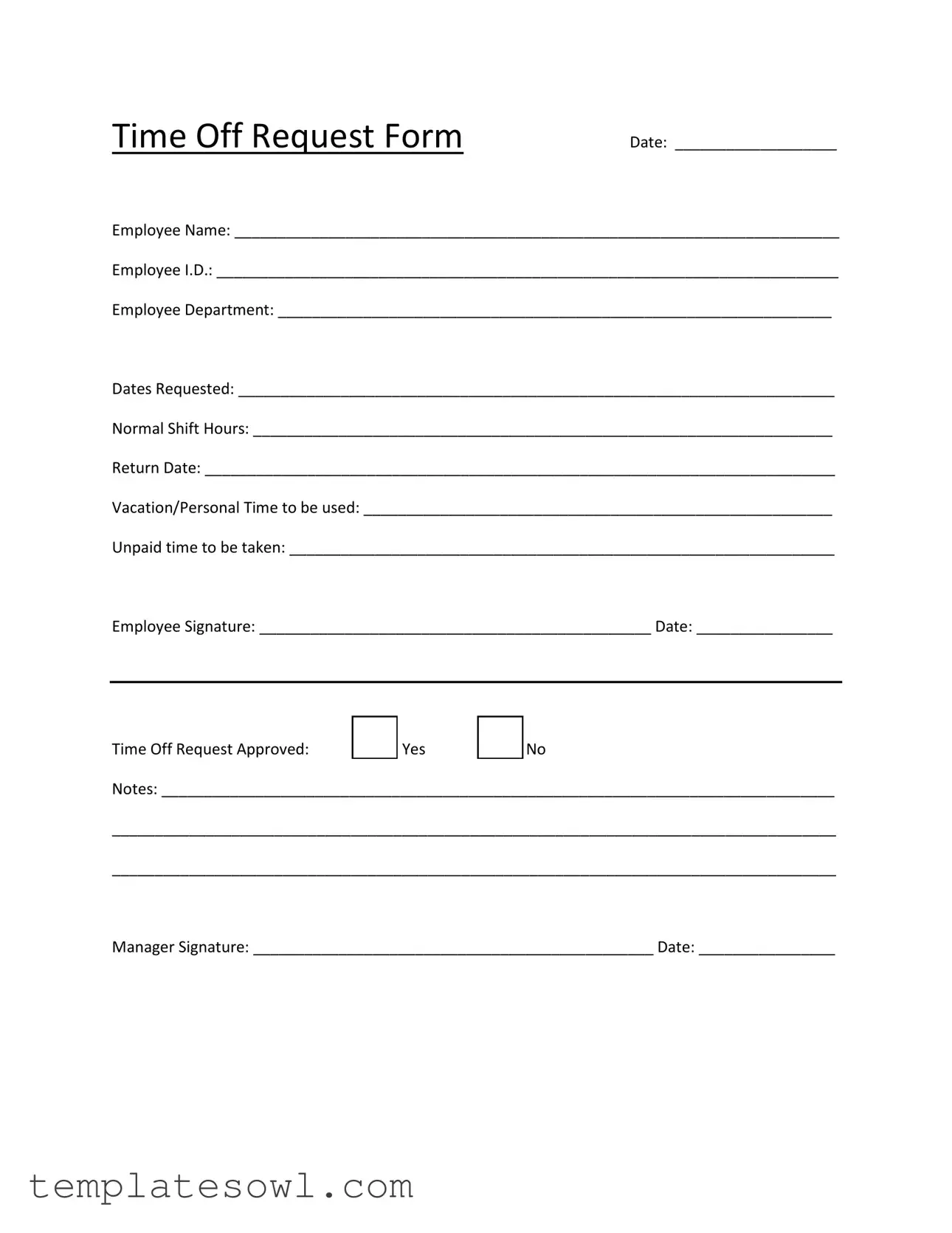 Fill Out Your Time Off Request Form